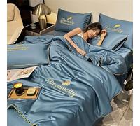 Ukisisi Dreamcity Summer Simple Ice Silk Quilt, Cool Ice Silk Blanket, Double Bedspread, Summer Cooling Comforter Cooling Quilt, Ice Blanket Blanket for Summer-Blue-Set||200 * 230cm