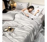 Ukisisi Dreamcity Summer Simple Ice Silk Quilt, Cool Ice Silk Blanket, Double Bedspread, Summer Cooling Comforter Cooling Quilt, Ice Blanket Blanket for Summer- Light Grey-Set||200 * 230cm