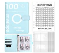 Ukisisi livret economie 100 Envelope,Livre economie Argent,Money Saving Envelope,A5 Budget Binder Portefeuille,Saving Challenges Binder,Budget Binder avec Cash Envelopes
