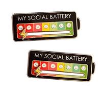 Ukisisi Social Battery Pin, Épingles D'humeur Interactives, Broche De Batterie Sociale, Pins Interactives Mood pour Les Vêtements pour Hommes Et Femmes, Les Sacs Et Les Sacs À Dos