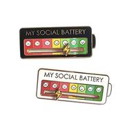 Ukisisi Social Battery Pin, Épingles D'humeur Interactives, Broche De Batterie Sociale, Pins Interactives Mood pour Les Vêtements pour Hommes Et Femmes, Les Sacs Et Les Sacs À Dos