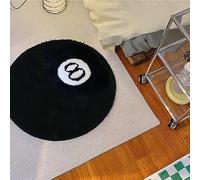 Ukisisi Tapis De Billard Noir 8,Tapis Pelucheux pour Salon,Tapis À Huit Boules,Tapis De Chaise Rond Doux Et Antidérapant, Tapis De Sol Antidérapant pour Chambre d'enfant - Tapis Rond Noir pour Salon