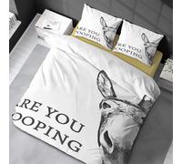 UKIXOM Ensemble de Couette âne, « Tu Fais Caca ? », Ensemble de literie 3 pièces sur Le thème des Animaux pour la décoration de la Chambre des Enfants (garçons et Filles) (160x220cm*1/70x70cm*2)