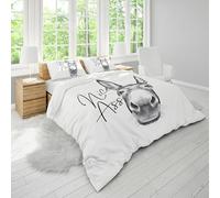 UKIXOM Ensemble de Couette Humoristique en Microfibre Douce et légère avec Citations sur Les ânes, en Noir et Blanc, Motif Animaux de la Ferme, Taille King (160x220cm*1/70x70cm*2)