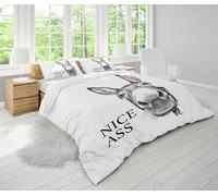 UKIXOM Ensemble de Couvre-lit/Housse de Couette Vintage en Microfibre Noir et Blanc avec imprimés d'ânes, Style Ferme, Tailles Twin, Full, Queen et King (160x220cm*1/43x63cm*2)