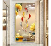 UKIXOM Magnifique décoration murale représentant des carpes koï, idéale pour les chambres, les portes, les cafés, les restaurants et les bureaux (90x185cm(35x73 pouces)/cadre intérieur)