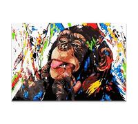 UKIXOM Tableau abstrait coloré représentant un lion, un singe et un graffiti moderne, une œuvre d'art murale amusante sur toile (20x25cm/ cadre intérieur)