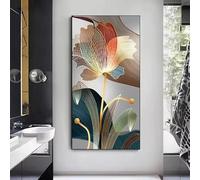 UKIXOM Tableau abstrait floral sur toile, lignes dorées luxueuses, affiches et impressions modernes, art mural de galerie, décoration de salon et d'intérieur (80x160cm(32x63 po)/cadre intérieur)