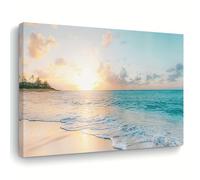 UKIXOM Tableau sur toile turquoise représentant un coucher de soleil sur l'océan, idéal pour décorer un salon, une chambre ou un bureau (40x65cm/sans cadre).