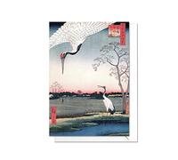 Ukiyo-e Art Japanese Ukiyo-e Art Cartes de vœux - Anniversaire, Saint-Valentin, toutes occasions avec enveloppe (grues Hiroshige) - C59