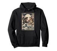 Ukiyo-e Cat vs T-Rex Art Japonais Bataille Grande Vague Sweat à Capuche