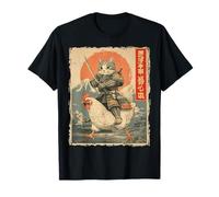 Ukiyo-e Chat Amusant en Forme de Poulet Japonais T-Shirt