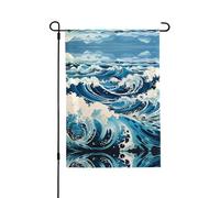 Ukiyo-e Drapeau de jardin imprimé double face Motif vagues 71 x 101 cm Décoration extérieure