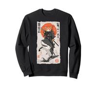 Ukiyo-e épique Chat Ninja équestre Requin drôle Japonais Sweatshirt