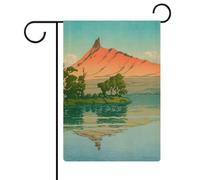 Ukiyo E Hokkaido View Drapeau de jardin imperméable double face pour fête, festival, décoration de la maison, 12,6 pouces × 18,5 pouces