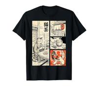 Ukiyo-e Japonais Chat Matcha Café Comic Ukiyo-e Maison de Thé Jardin Art T-Shirt