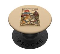 Ukiyo-e Japonais Ukiyo-e Chat drôle Sumo PopSockets PopGrip Adhésif