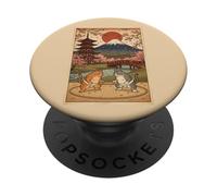 Ukiyo-e Japonais Ukiyo-e Chat drôle Sumo PopSockets PopGrip Adhésif