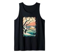 Ukiyo E Scène Hivernale Zen Snowfall at The Zen Pavilion Débardeur