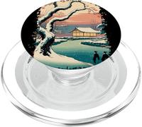 Ukiyo E Scène Hivernale Zen Snowfall at The Zen Pavilion PopSockets PopGrip pour MagSafe