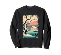 Ukiyo E Scène Hivernale Zen Snowfall at The Zen Pavilion Sweatshirt