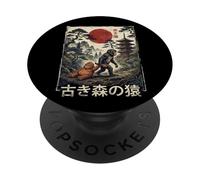 Ukiyo-e Singe Japonais Soleil Rouge Pagode Forêt Art Vintage PopSockets PopGrip Adhésif