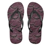 ukiyo-e style japonais chauve-souris bordeaux noir en caoutchouc récif tongs confortables sandales flip pour mariage, Ukiyo-e-style Chauve-souris japonaise Bordeaux Noir, Small