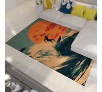 Ukiyo-E Style Tapis Surfer Océan Coucher De Soleil Art Abstrait Grand Décor Intérieur Antidérapant Tapis pour Salon Table À Thé Canapé Tapis De Sol À Pou 90x120cm