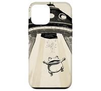 Ukiyo-e Style UFO Enlèvement Mignon Grenouille Peinture à l'encre Art Peinture Coque pour iPhone 12 Mini