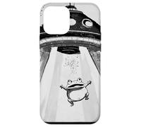 Ukiyo-e Style UFO Enlèvement Mignon Grenouille Peinture à l'encre Art Peinture Coque pour iPhone 12 Mini