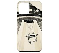 Ukiyo-e Style UFO Enlèvement Mignon Grenouille Peinture à l'encre Art Peinture Coque pour iPhone 12 Pro Max