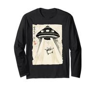 Ukiyo-e Style UFO Enlèvement Mignon Grenouille Peinture à l'encre Art Peinture Manche Longue