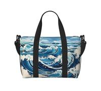Ukiyo-e style vagues imprimé sac à main sac à bandoulière sac de voyage confortable léger et imperméable adapté pour les voyages et une utilisation quotidienne.