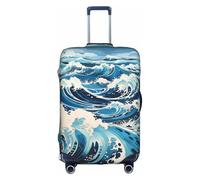 Ukiyo-e Style Waves Housse de valise avec impression tendance pour affaires et extérieur, blanc, L