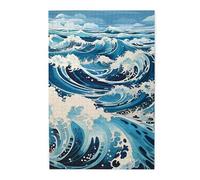Ukiyo-e Style Waves Puzzle en bois pour adultes, décoration murale unique