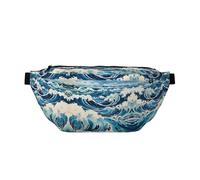 Ukiyo-e Style Waves Sac banane polyvalent léger respirant et réglable pour voyage, cyclisme et utilisation quotidienne