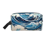 Ukiyo-e Style Waves Trousse de toilette de voyage multifonctionnelle Sac de rangement quotidien et fitness pour cosmétiques, papeterie et plus encore