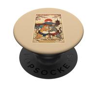 Ukiyo-e Sumo Cat Vintage Lutte Japonaise Art Culture PopSockets PopGrip Adhésif