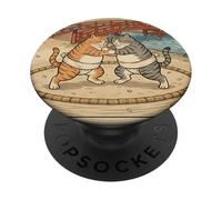 Ukiyo-e Sumo Cat Vintage Lutte Japonaise Art Culture PopSockets PopGrip Adhésif