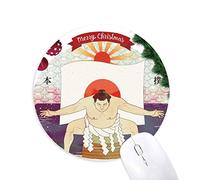 ukiyo-e sumo japonais du mont fuji tapis de souris en caoutchouc de sapin de noël