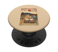 Ukiyo-e Ukiyo-e de Lutte pour Chat drôle Sumo Art Vintage PopSockets PopGrip Adhésif