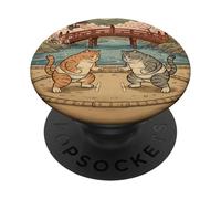 Ukiyo-e Ukiyo-e de Lutte pour Chat drôle Sumo Art Vintage PopSockets PopGrip Adhésif