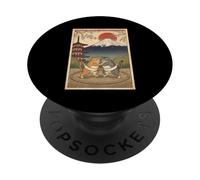 Ukiyo-e Ukiyo-e de Lutte pour Chat drôle Sumo Art Vintage PopSockets PopGrip Adhésif