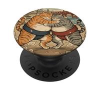 Ukiyo-e Ukiyo-e de Lutte pour Chat drôle Sumo Art Vintage PopSockets PopGrip Adhésif
