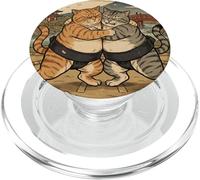 Ukiyo-e Ukiyo-e de Lutte pour Chat drôle Sumo Art Vintage PopSockets PopGrip pour MagSafe