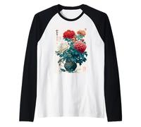 Ukiyo-e Vintage Japanese Pivoine Fleur Botanique Art Manche Raglan