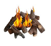 UKIYO Lot de 10 pièces en bois céramique décoratif pour cheminées au bioéthanol et au gaz Marron