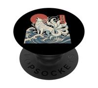 Ukiyoe Kitsune Kaiju Spirit Fox Awakens Art Japonais PopSockets PopGrip Adhésif