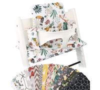 UKJE Coussin Compatible avec Stokke Tripp Trapp - Coussin de siège Doux pour Nourrissons, bébés et Tout-Petits, Accessoires de Chaise Haute, Insert en Tissu de Coton (Singe Blanc)