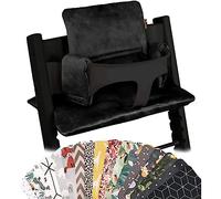 UKJE Coussin Compatible avec Stokke Tripp Trapp - Coussin de siège Doux pour Nourrissons, bébés et Tout-Petits, Accessoires de Chaise Haute, Insert en Tissu de Coton (Noir Luxe)